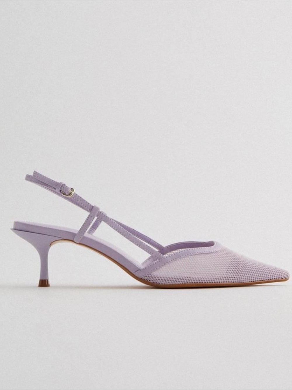 Zara NWT Lavender Pointed Mesh Slingback Kitten Heel